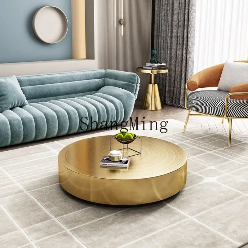 

ZYY round stainless steel electroplated gold coffee table champagne small apartment minimalist high-end