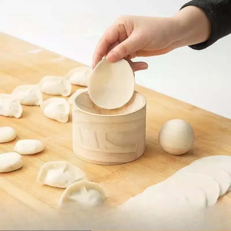 Wood Dumpling Maker Mold Ball Manual Dough Skin Presser Hand Pie Rolling Ball For Dumpling Pie Bun Pastry Kitchen Pastry Tools