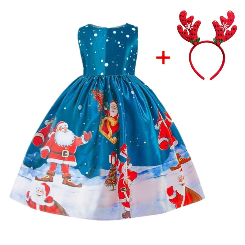 Kids Christmas Red Dresses for Girls Santa Claus Snowman Xmas Princess Costume 2024 New Year Party Evening Ball Gown for 4-10Yrs