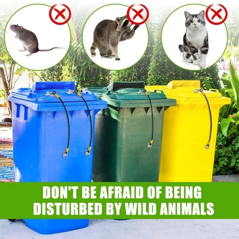Multipurpose Trash Can Lid lock Heavy Duty Garbage Can Lid Locking Rubberized Steel Cable Secures Against Raccoons best sale