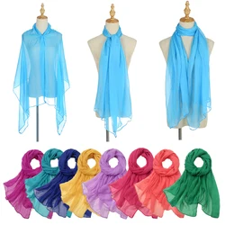 70*170cm Solid Color Chiffon Scarf Beach Sunscreen Shawls Wraps Multi-function Soft Headscarves Soft Thin Plain Foulard Bandana