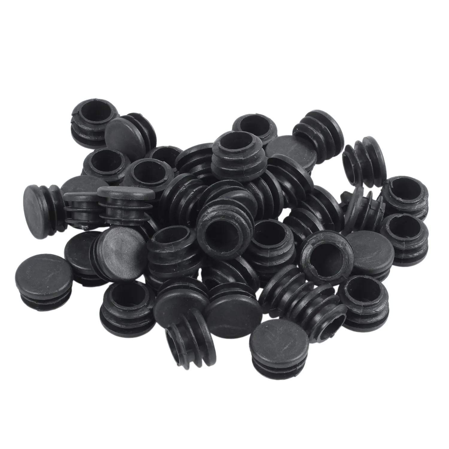 Plastic Round Cap Chair Table Legs Ribbed Tube Insert 22mm Dia 50 Pcs