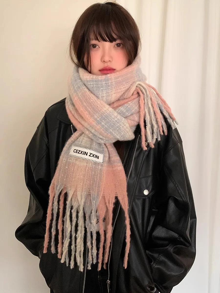 

Women's New Autumn/Winter Korean Style Pink Scarf, Warm Neck Protector, Cold-Resistant Wrap