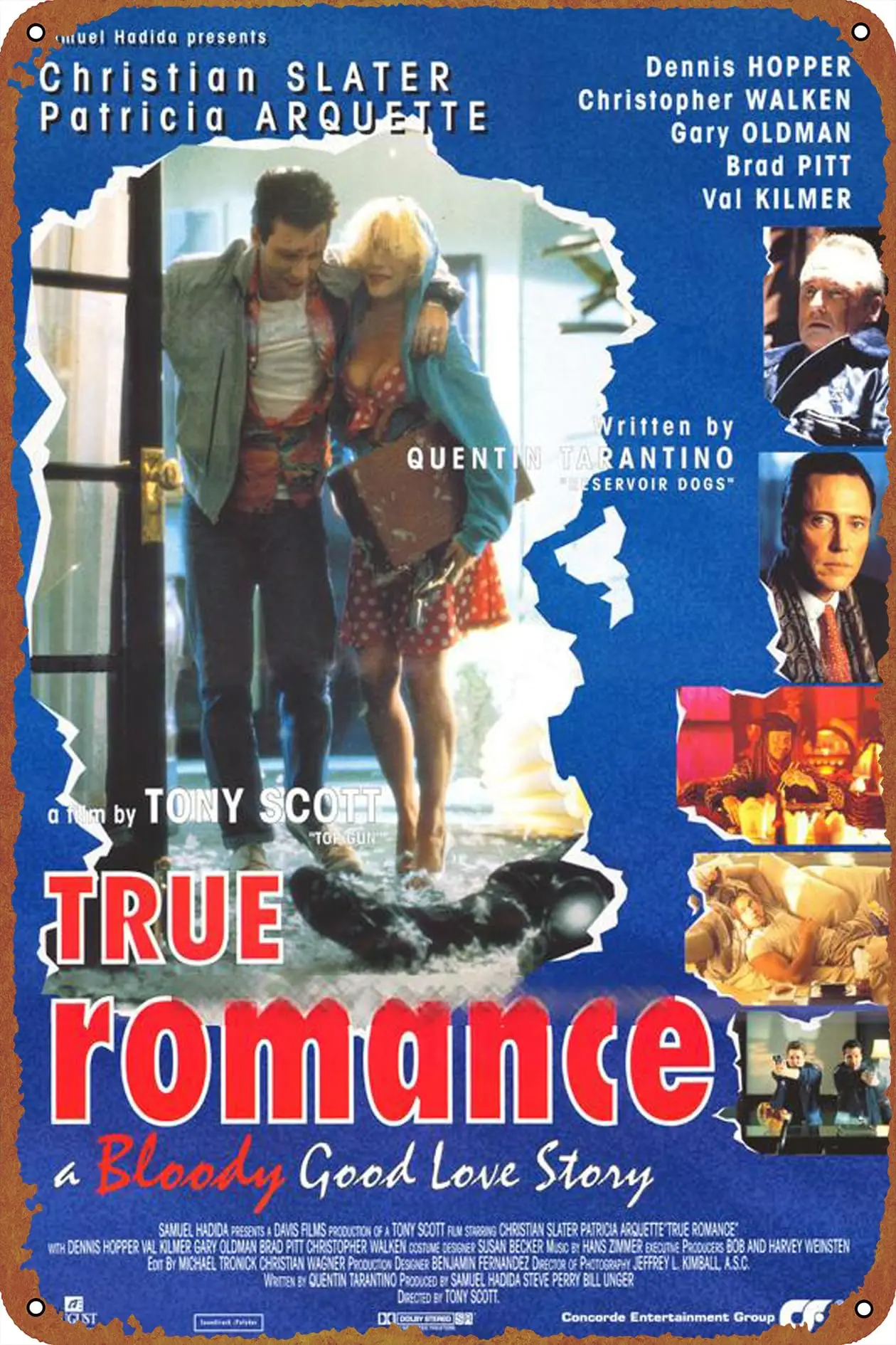 Póster de película True Romance, letrero de estaño Vintage, decoración de pared de Metal única para el hogar, Bar, cena, Pub, decoración divertida de cocina, Bar divertido