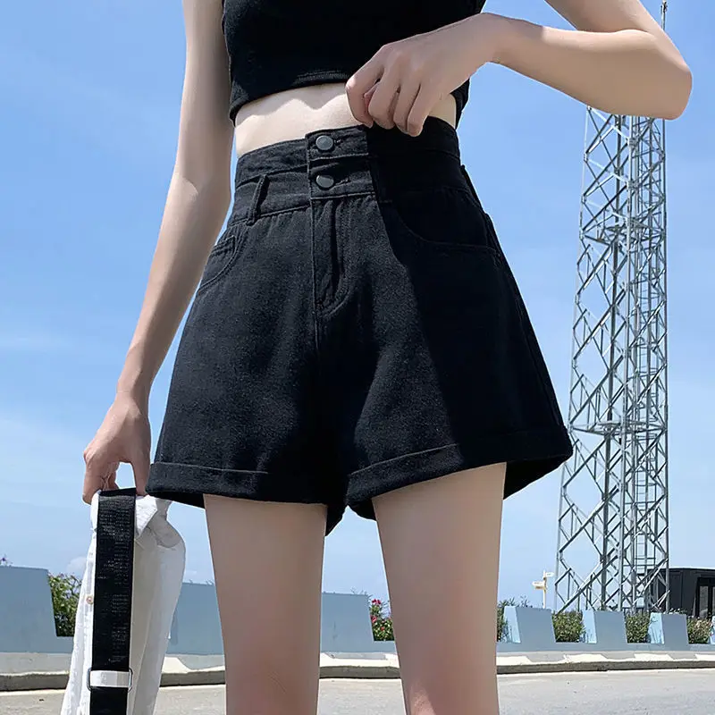 High Waist Loose Women's Denim Shorts 508 Style  Style Autumn Collection Wide Leg Pants Trendy A-Line Slimming Effect
