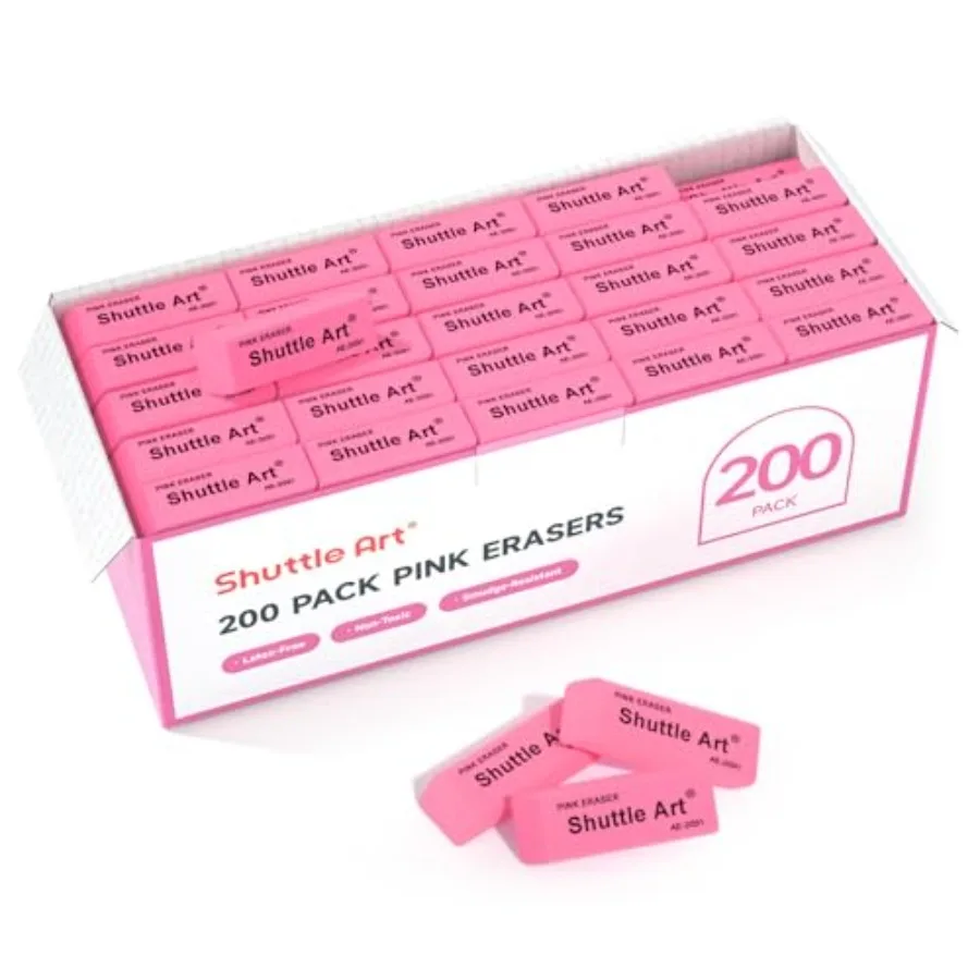 

Erasers 200 Pack Bulk for School Office Latex-Free Soft Erasers for Teachers as School Supplies
