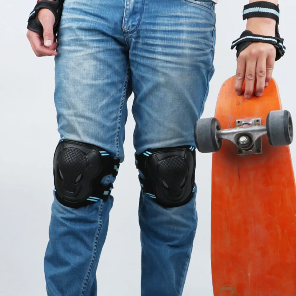 

3 Pairs Sports Protection Set Durable Anti-fall Gear for Hands Knees Elbows Skateboard Cycling Outdoor Black Long Use