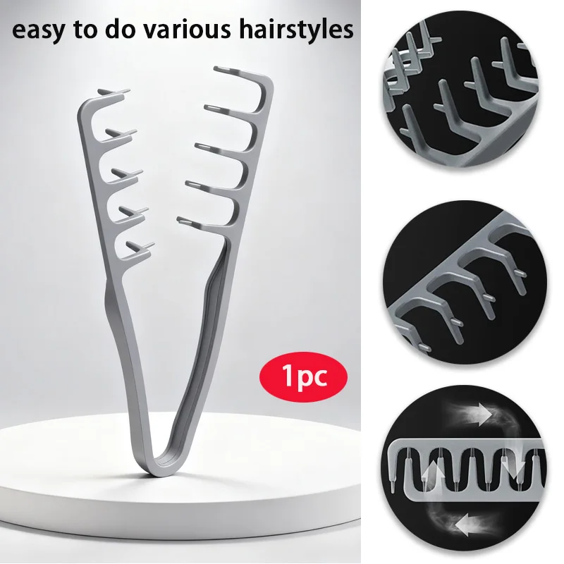 1pc Volumizing Wide-Tooth Hair Styling Comb Curling Tools Hairstyling Types Fluffy Texture Bangs Seam Covering Roots Hair Combs