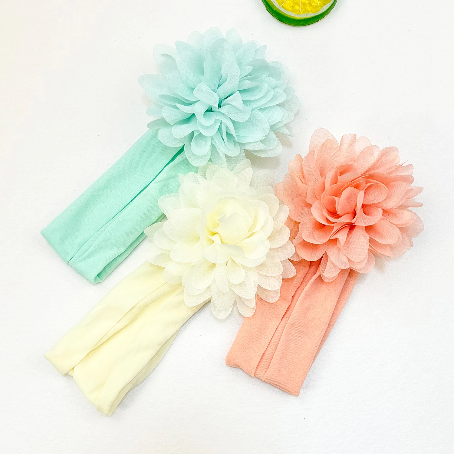 3PCS Chiffon Flower Headbands Elastic Headbands for Baby Newborn Girl Children Turban Infant Flower Headband Hair Accessories