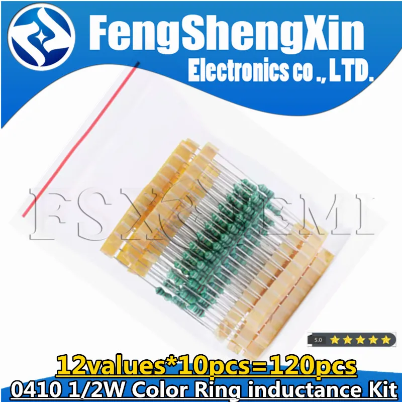 

12values*10pcs=120pcs 0410 1/2W Color Ring inductance 1UH~1MH DIP Inductors Assortment Kit 1uh 4.7uh