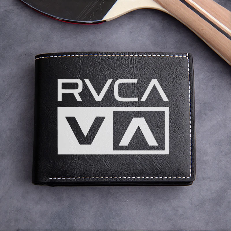 RVCA Logo Embossed PU Leather Wallet Minimalist Design Lightweight Durable Men's Compact Wallet Premium Business Style