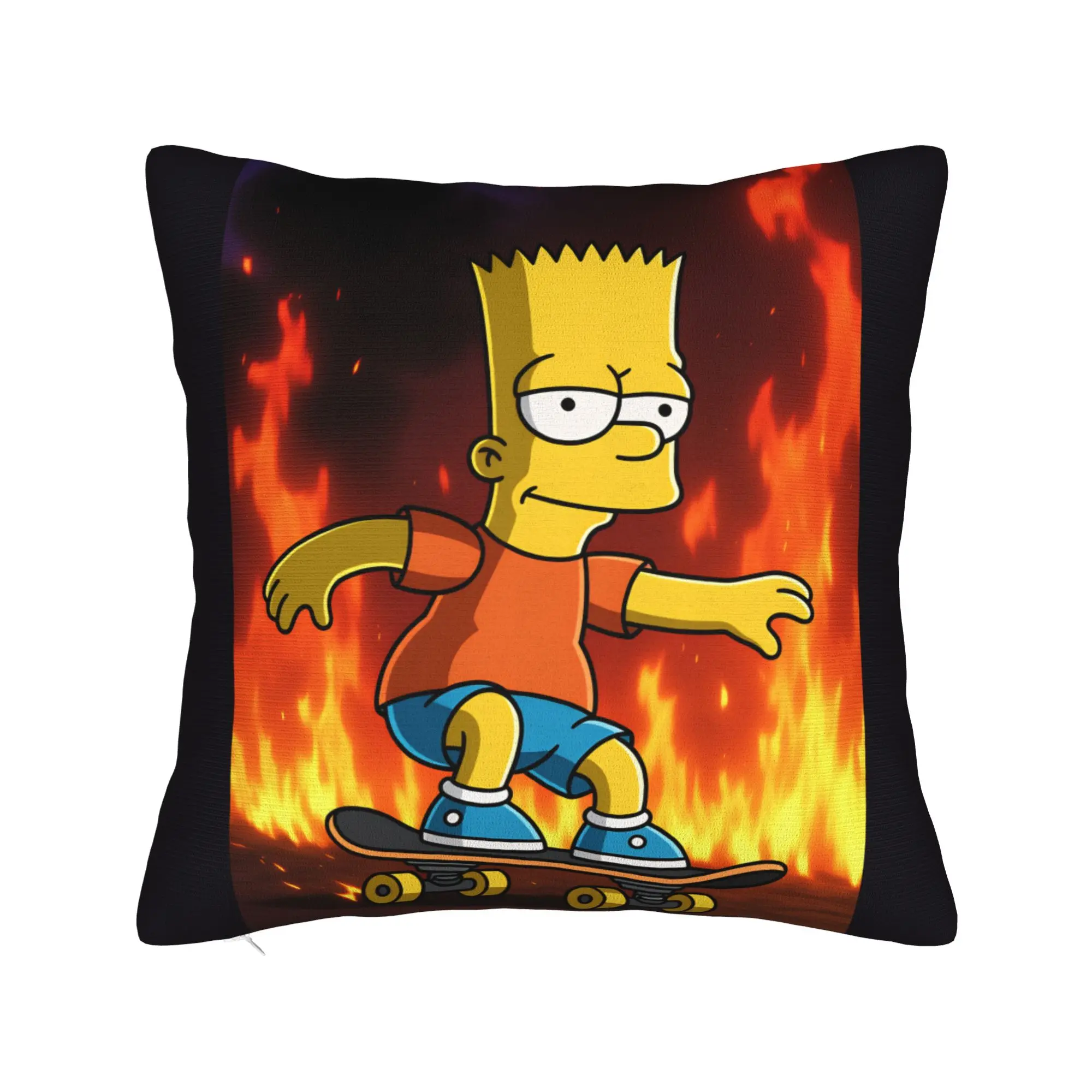 Pillow Case Bart S-Simpson Skateboarding Fire Comfy  Pillow Cover For Wedding Party Home Decor Funny Pillowcases