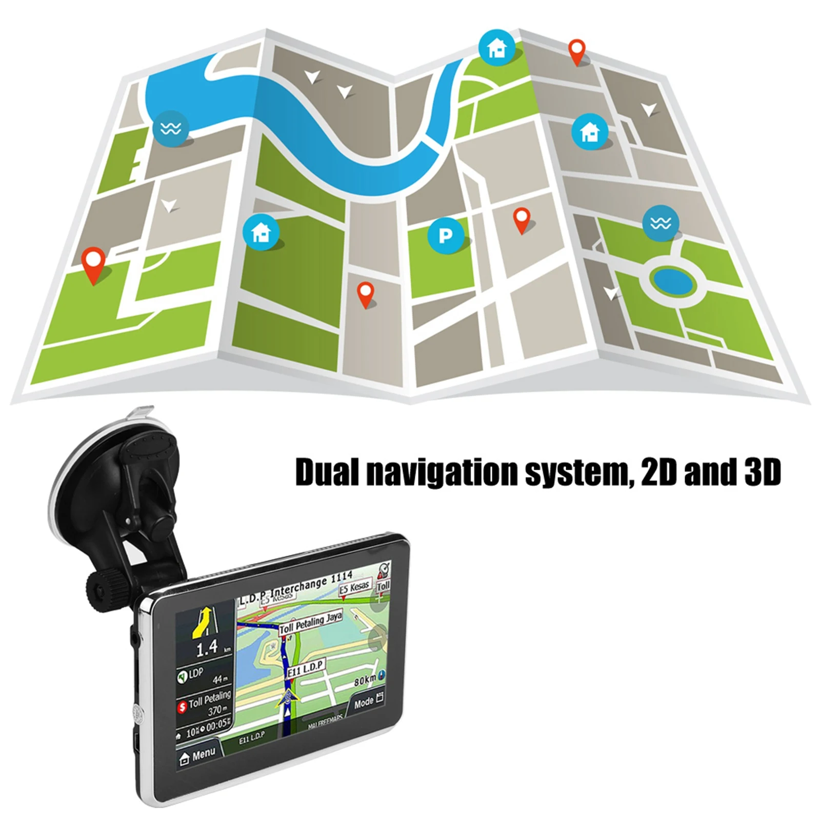 ZK30 Universal 5 Inch Touch Screen Car Navigator GPS Navigation DDR256M 8G MP3 FM Europe Map Q5 1
