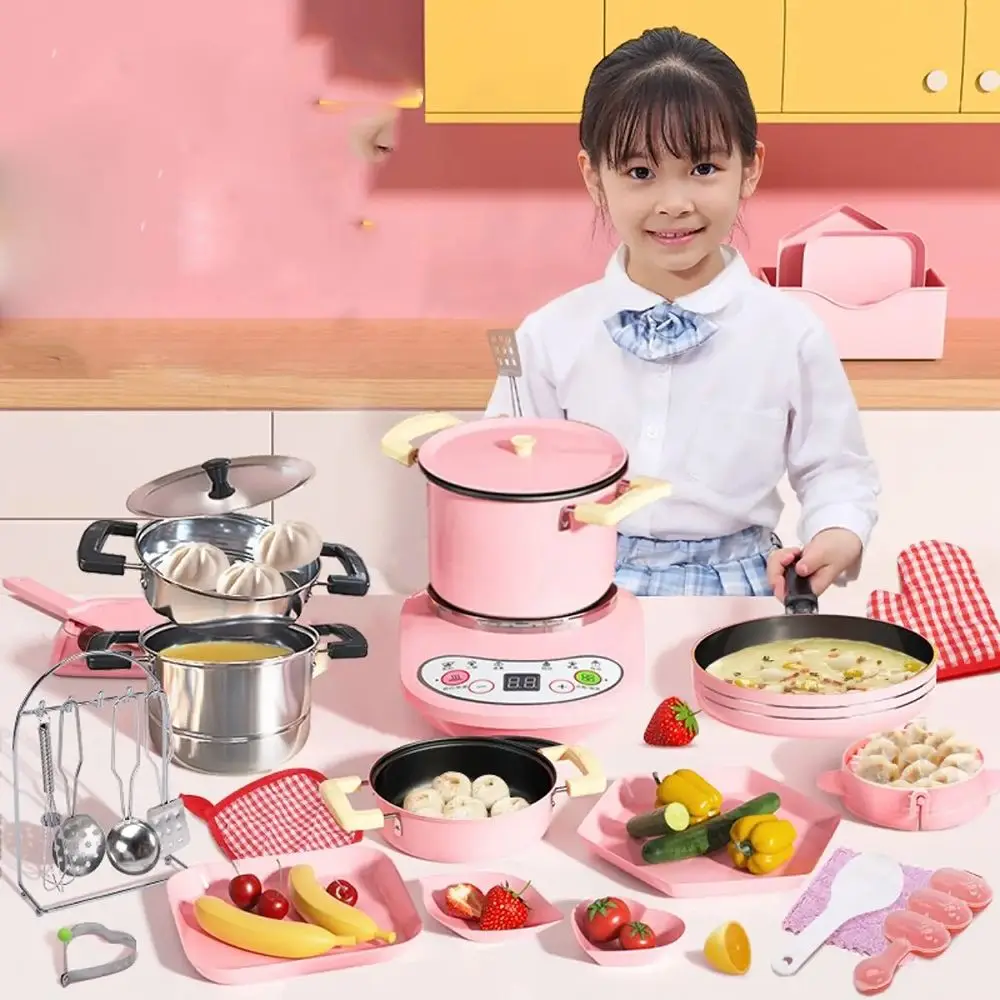 Real Cooking Toy for Kids, Mini Rice Cooker, Pretend Play, Cozinha, Simulação, Acessórios de Dollhouse