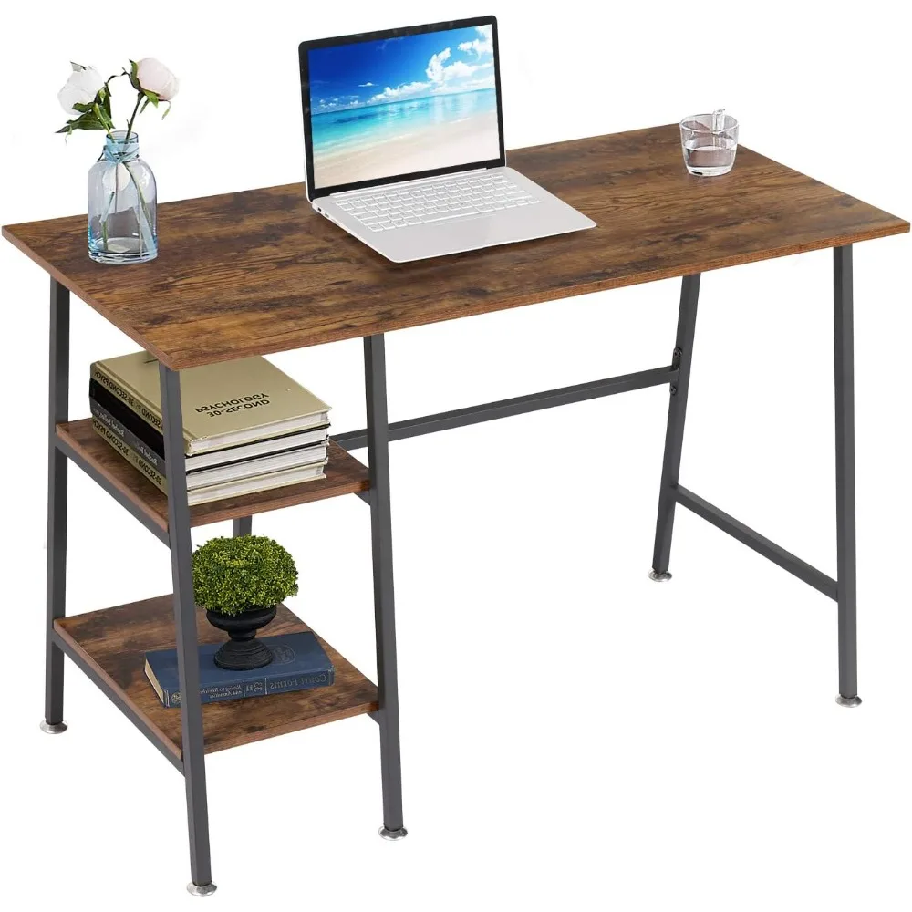 

43 Inch Computer Home Office Desk Modern Student Writing Desk Modern Simple Workstation with Metal Frame for Home Office, Ladde
