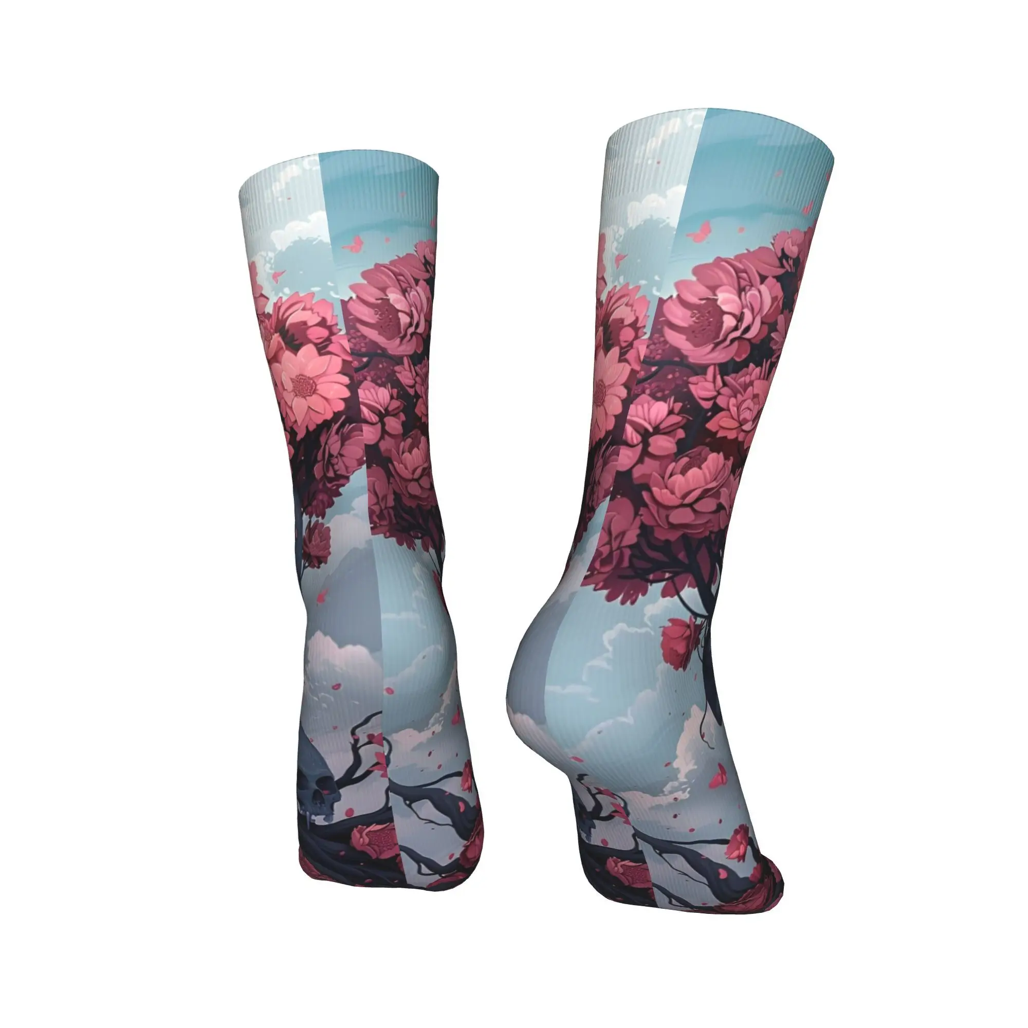 Artistic Skull Pattern Stockings  Design Gothic Socks Autumn Anti-Slip Socks Men's Cycling Warm Soft Socks