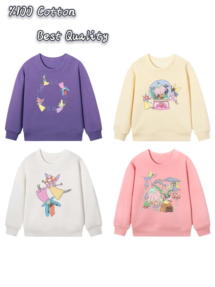 cute sweet fairy graphics girls Sweatshirt Top Children's winter clothing %100 cotton Cartoon Anime Castle pullover Kids hoodies