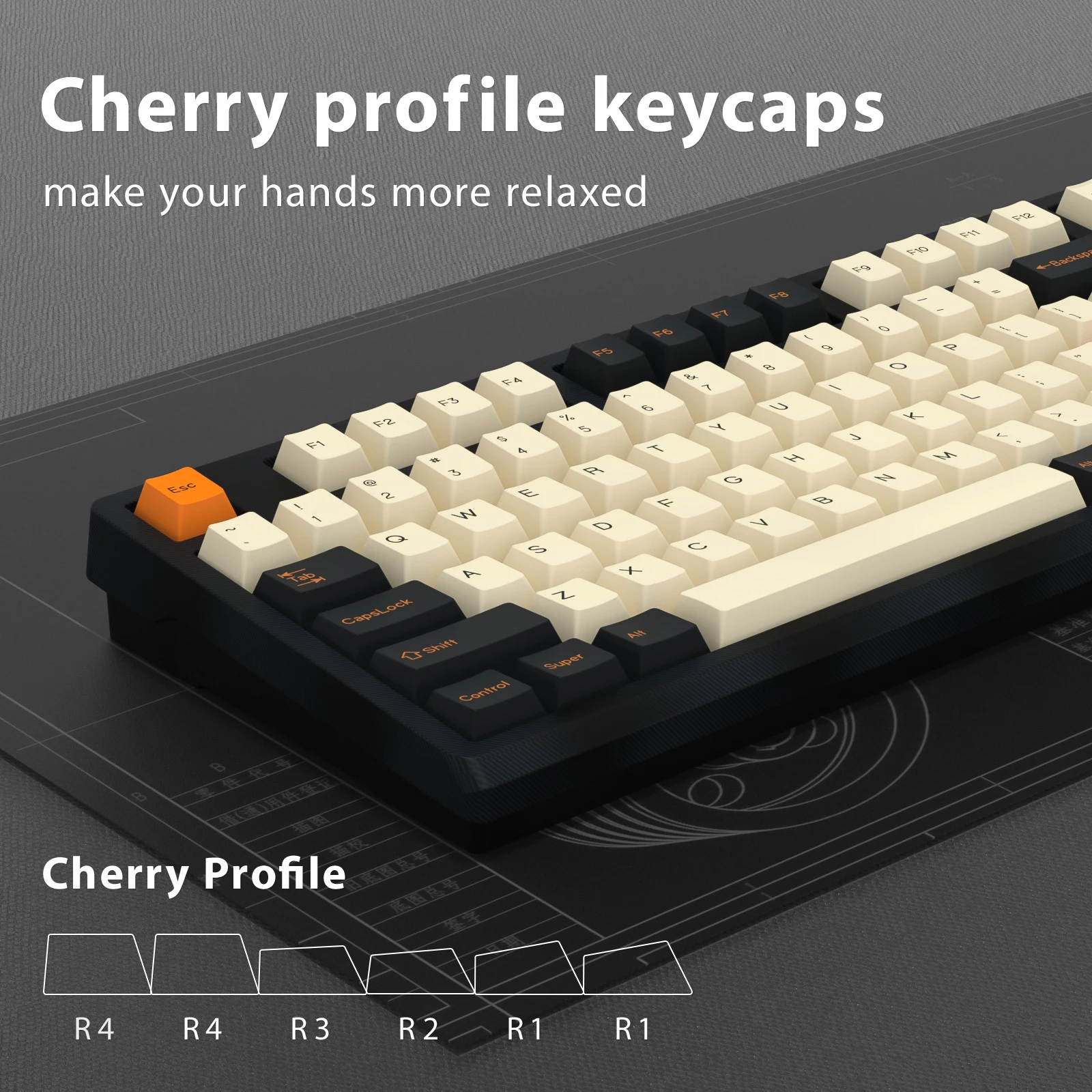 Imagem -02 - Kbdiy-gmk Carbon Keycap Teclado Mecânico Perfil Cereja Double Shot Pbt Iso 7u Retro Gmk67 K500 Interruptor mx