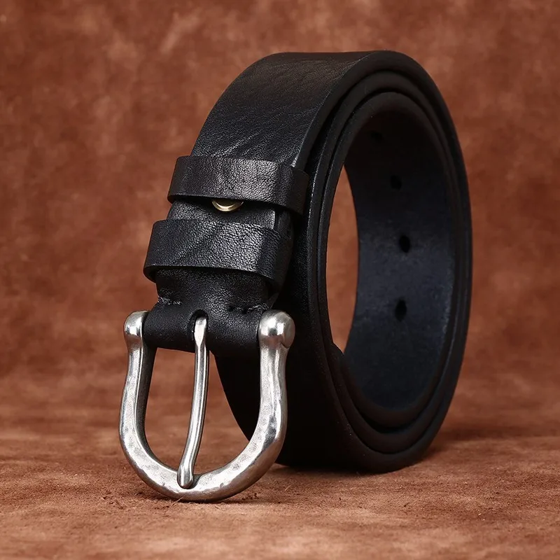 Thickened cowskin belt for men leather top layer fashionable and versatile Hoof-buckle