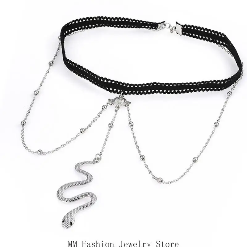 D0UB سلسلة الفخذ الدانتيل الطبقات الأنيقة مع شرابات سلسلة الساق أنماط بسيطة الموضة #5