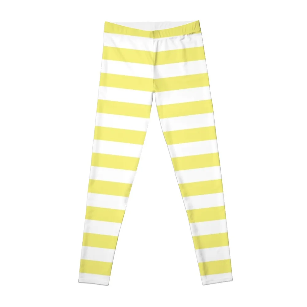 Small YELLOW and WHITE Horizontal Stripes Leggings Tight fitting woman Clothing fitness Womens Leggings