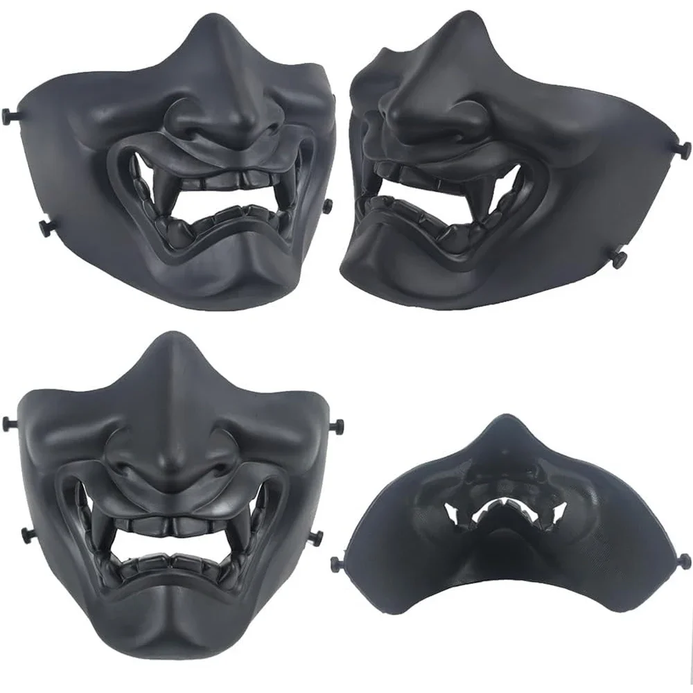 Maski na Halloween Pół-Oni Cosplay Dekoracja Samuraj Męski Pokój Impreza Kostium Twarz Japońska Maskarada Maska z Żywicy Rekwizyty Prezenty Akcesoria