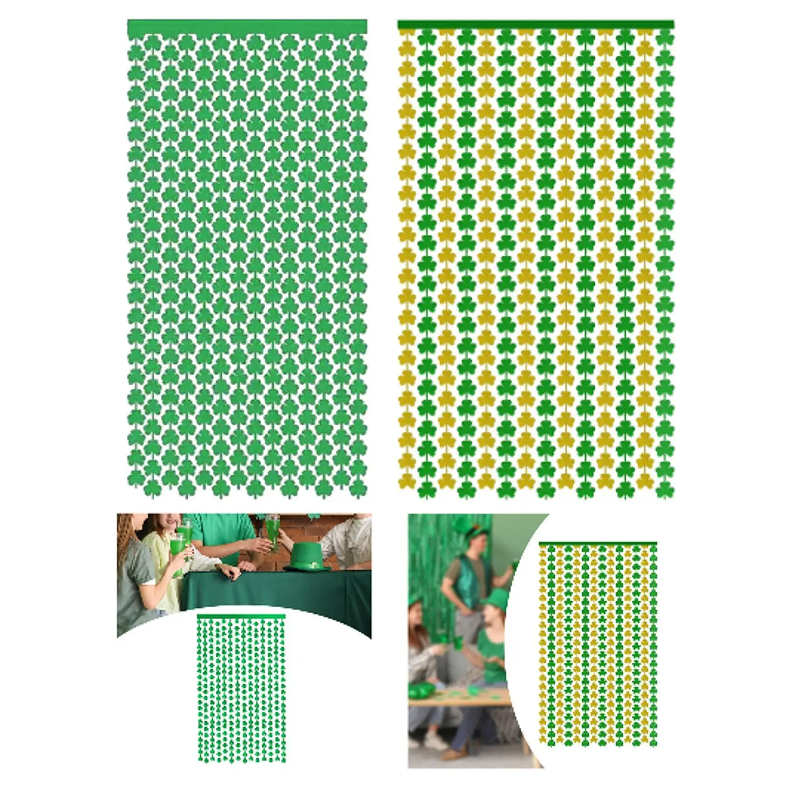 39x78.7inch ST Patrick's Day Tinsel Curtains Multifunctional Photo Props