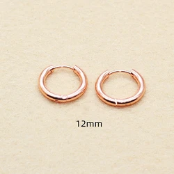 Titanium Men Women Hoop Earrings 12MM Rose Gold Color Circle 2.5mm 316l Stainless Steel Earring IP Plating No Fade Allergy Free