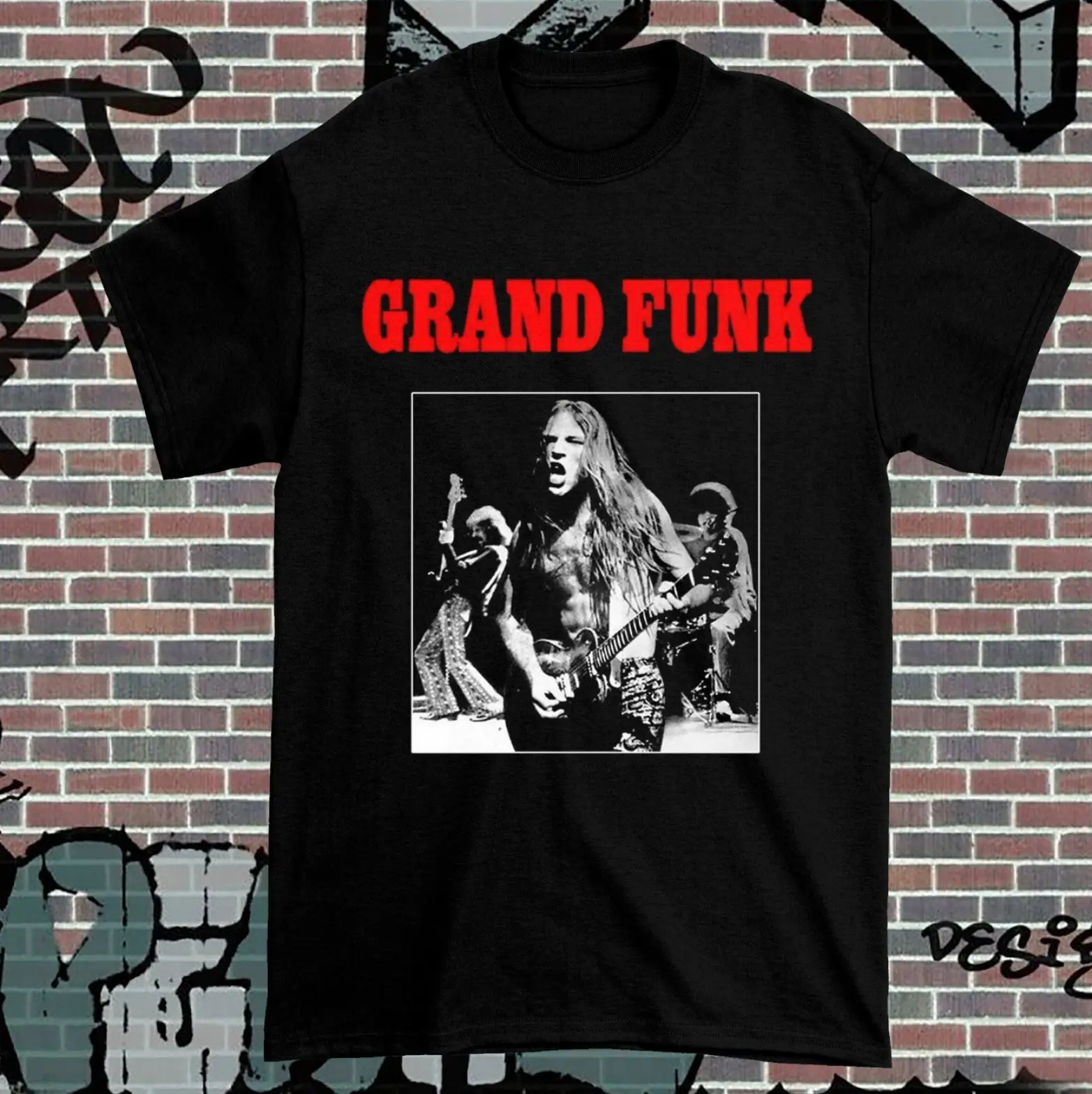 Hadiah Kereta Api Grand Funk langka untuk penggemar kaus ukuran penuh uniseks hitam