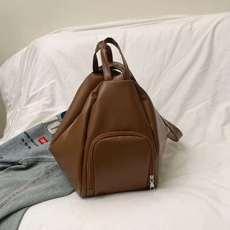 Fashion Double Shoulder Bags PU Leather Backpacks Vintage  Backpack Female Schoolbag Travel Bags Knapsack mochilas mujer