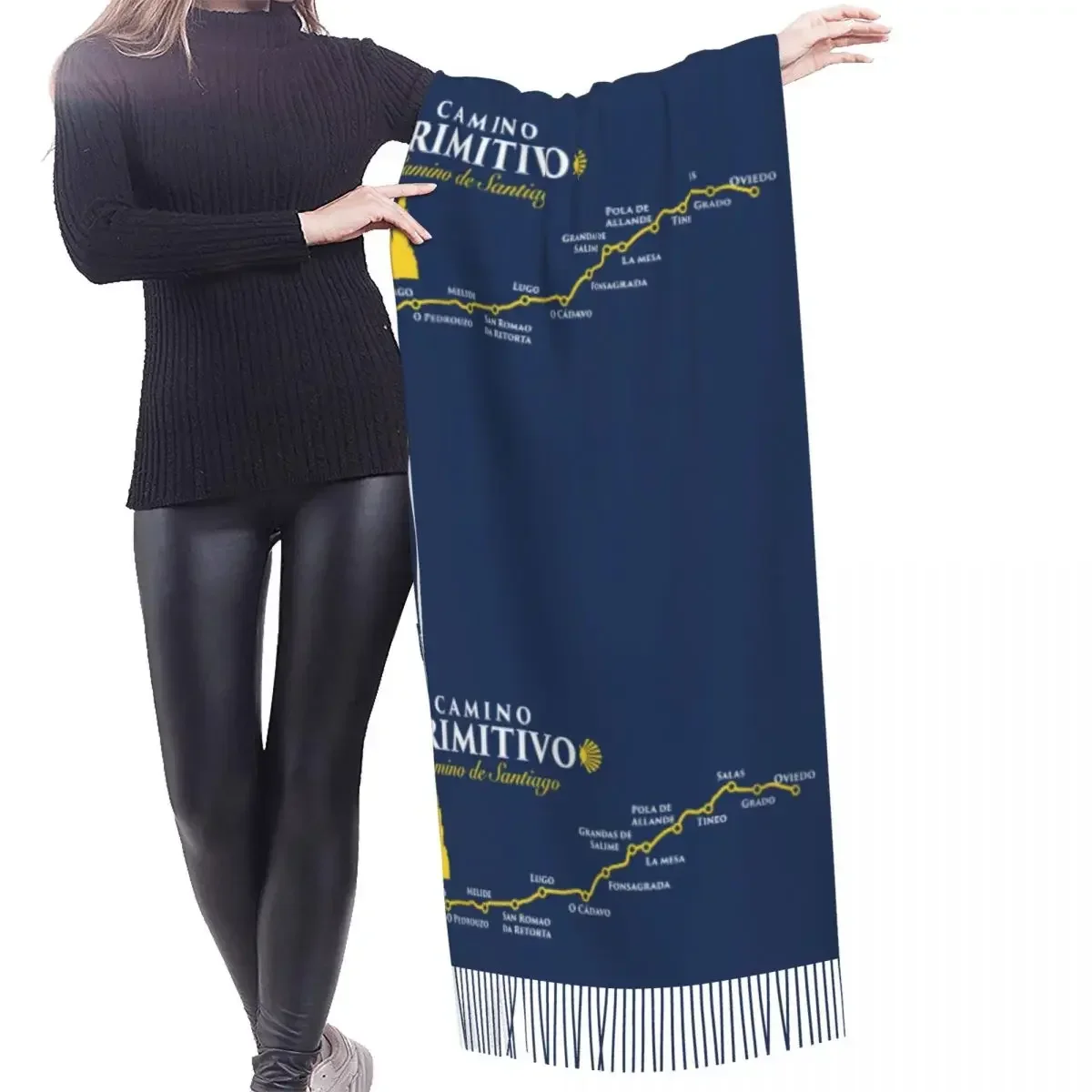 Custom Primitive Way Scarf Wrap Women Long Winter Warm Tassel Shawl Unisex Scarves