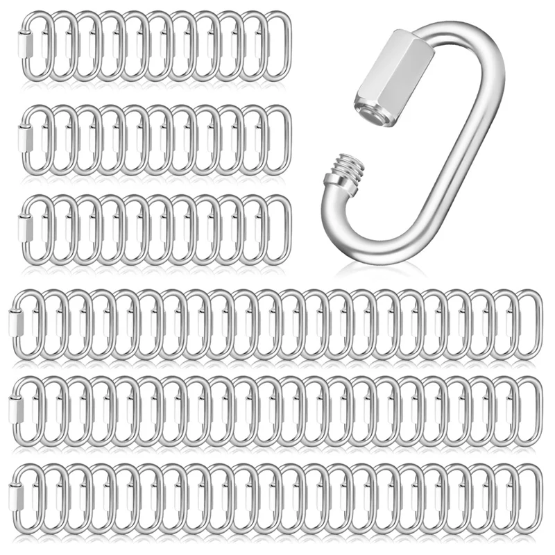 100 Pcs Quick Chain Link Heavy Duty Quick D Shape Link Connector Link For Chains Hammock Gym Outdoor Traveling Equipment Durable