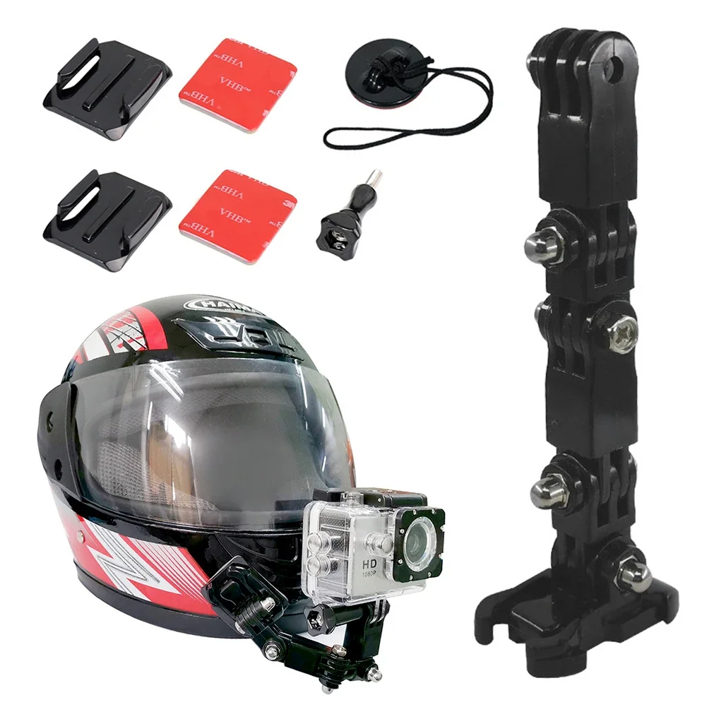 Motorcycle Helmet Strap Mount Set Action Sports Camera Mount Full Face Holder For Gopro Hero11 10 9 8 7 6 5 4 3 Yi osmo