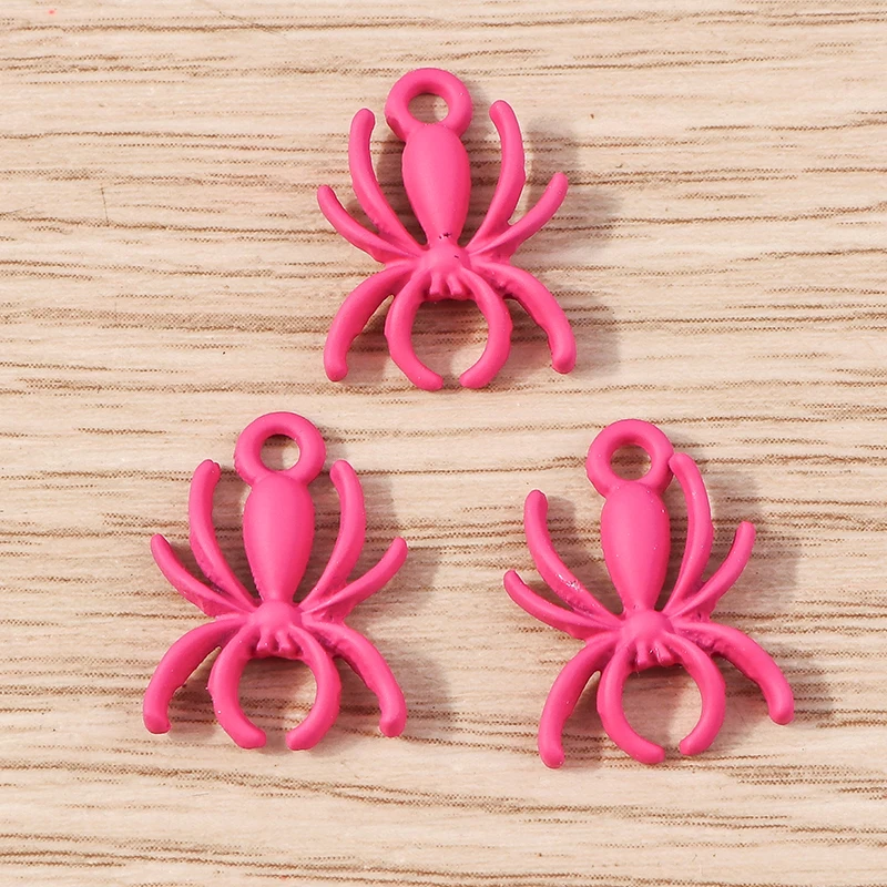 Tusember 10 Stück süße bunte Spinnen-Charms für handgefertigte Schmuckherstellung, Halskette, Ohrringe, Halloween-Charms, Anhänger, DIY-Handwerk – Detail 4
