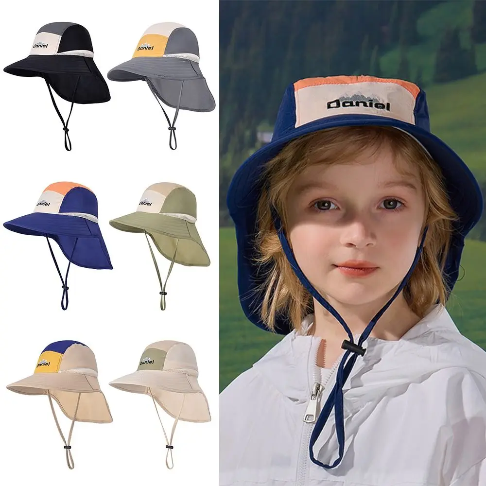 

Neck Protection Children’s Wide-Brim Sun Hat Quick-Dry Windproof Kids’ UV Protection Hat Breathable Waterproof Fisherman Hat