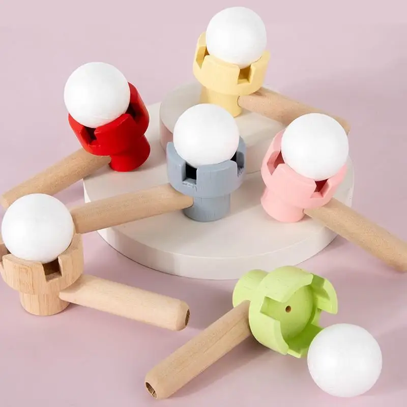 

Foam Ball Blower Traditional Wooden Rods Blowing Ball Game Fun Gadgets Balance Training Educational Toys Learning Toys For Child