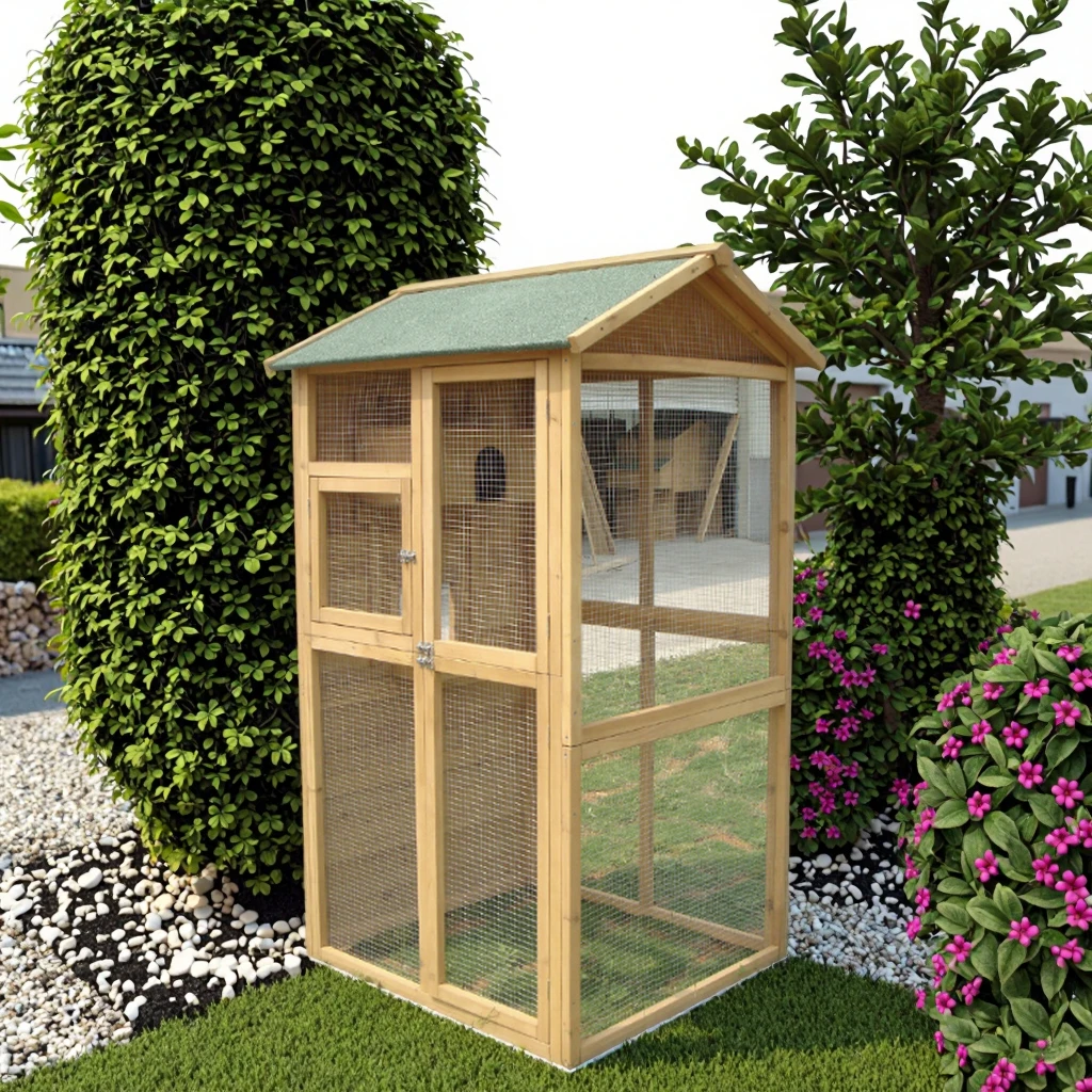 

sf-SDB001 Shunda Eco-Friendly Handmade Wooden Aviary Birds Cage Bird House with Print Pattern for Outdoor Use*
