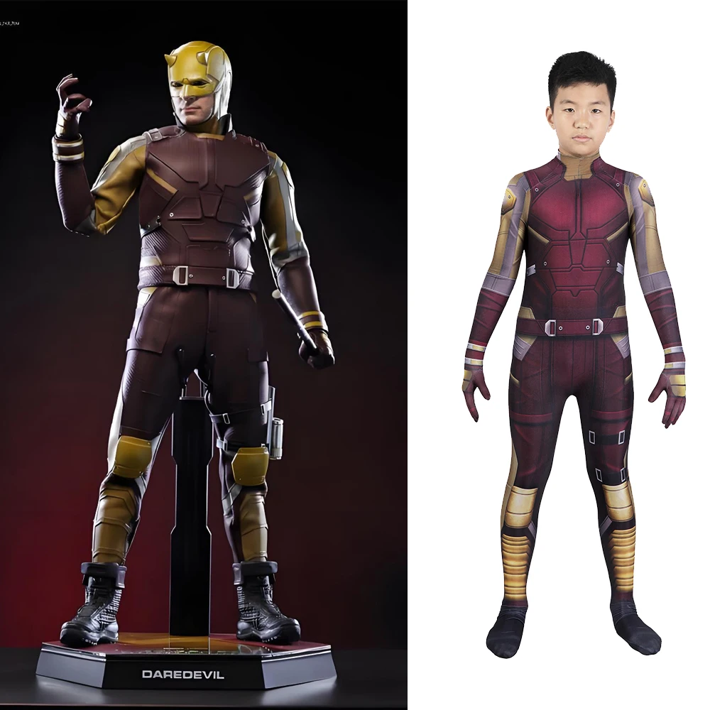 

Детский костюм Marvel Daredevil для косплея для мальчиков, матовый костюм Murdock с 3D принтом, боди из спандекса, костюм на Хэллоуин, От 3 до 10 лет, детский костюм