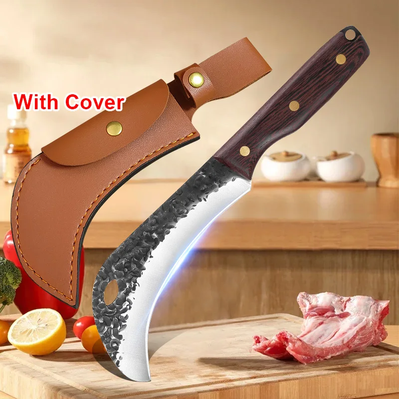 סכין פירות עם להב ידני, סכין בננה, סכין דוריאן עם ידית עץ, סכין עצמות, סכין אננס, סכין ביתית לברביקיו