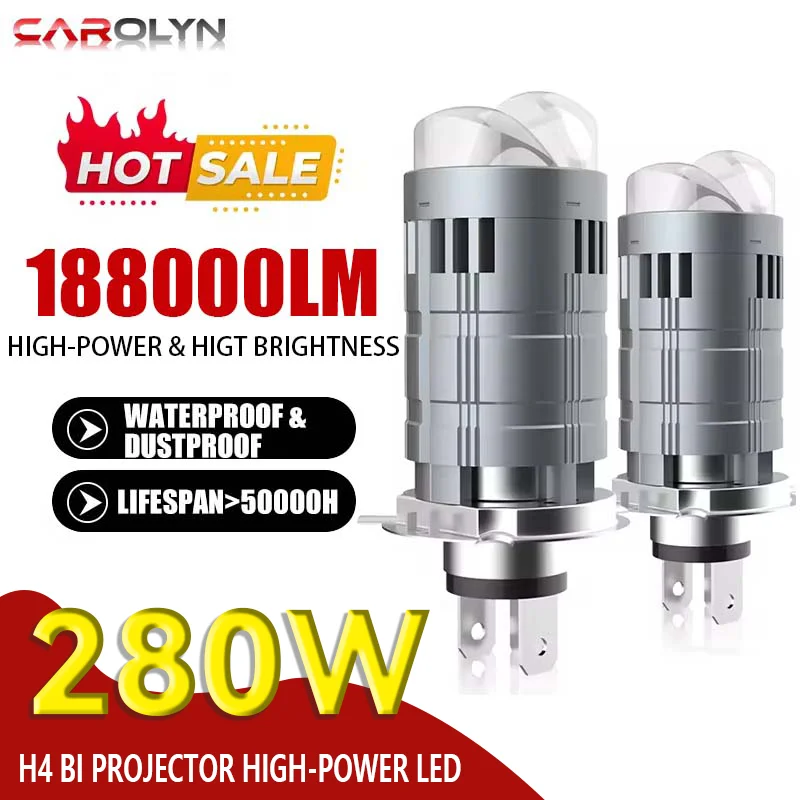 H4 Bi Mini LED Projector Lens Car Bulb EMC Auto Headlight Turbo Lamps Canbus Plug and Play Dual Motorcycle High Low Beam 12V 24V