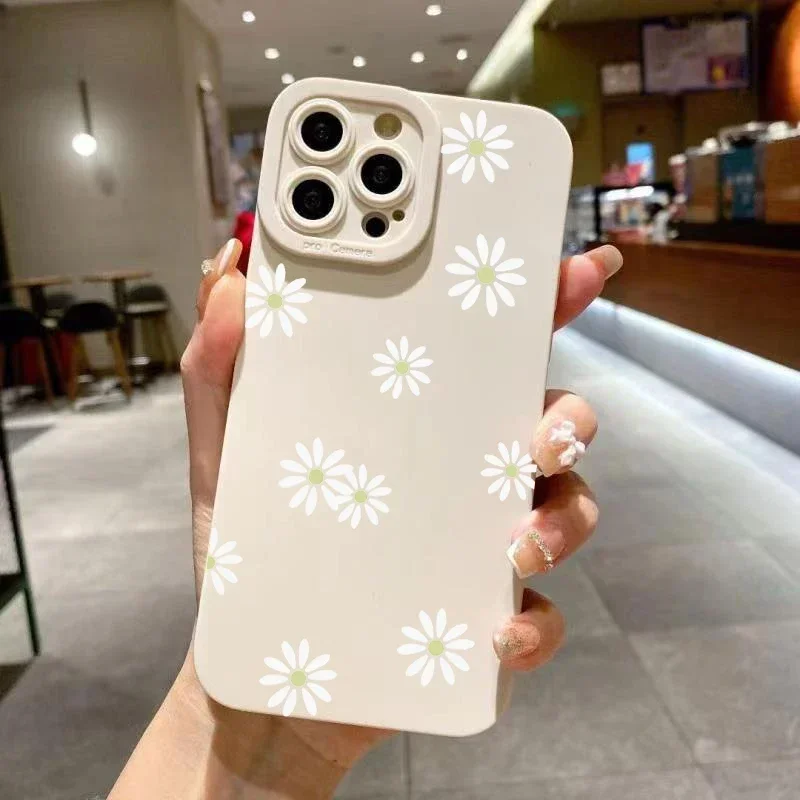 Wildflower And Small White Dots Graphic Case for iPhone 15 Pro Max Cases iPhone 14 13 12 11 Soft Bumper Cover