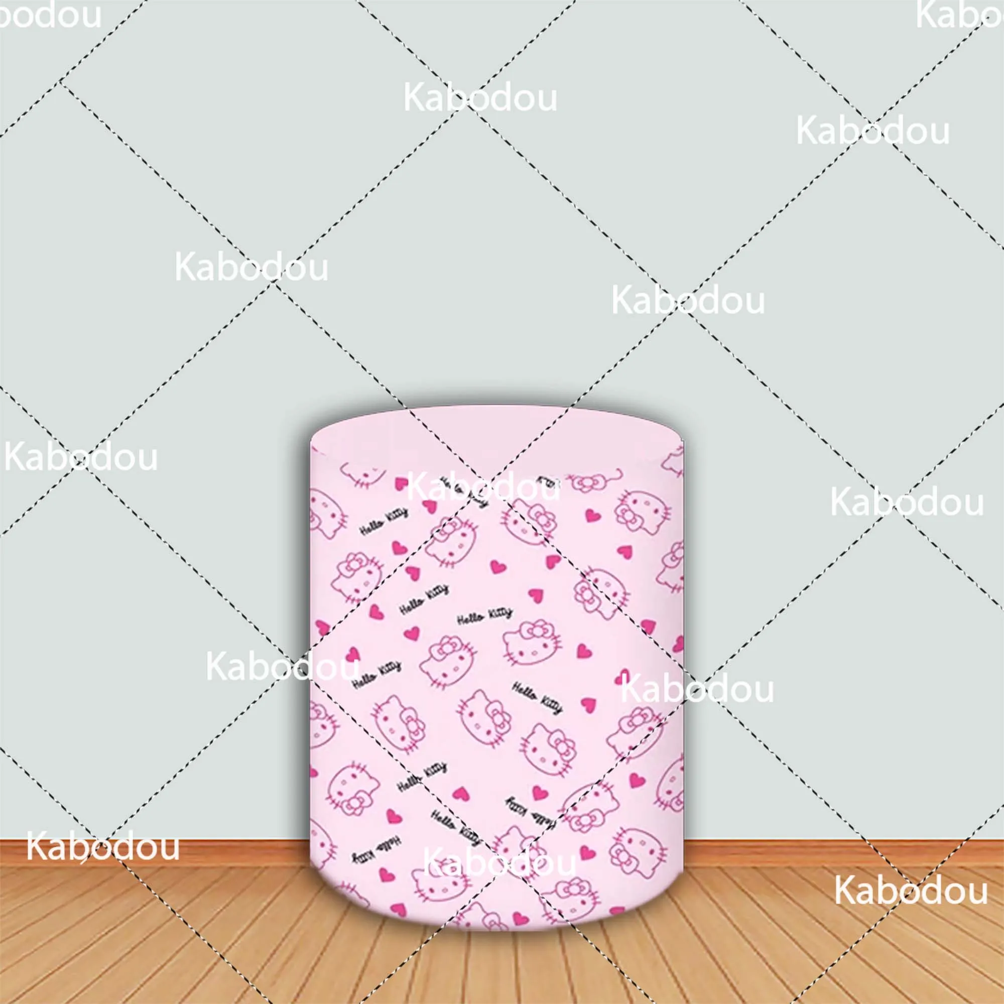 Hello Kitty Ronde Achtergrond Meisje Verjaardagsfeestje Decoratie Cartoon Foto Roze Fotografie Achtergrond Baby Douche Cilinder Cover