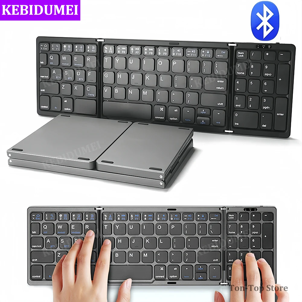 Bluetooth 5.1 Keyboard Folding Keyboard Mini Wireless Keyboard Rechargeable Keyboard Portable Mute keyboard For Laptop Macbook