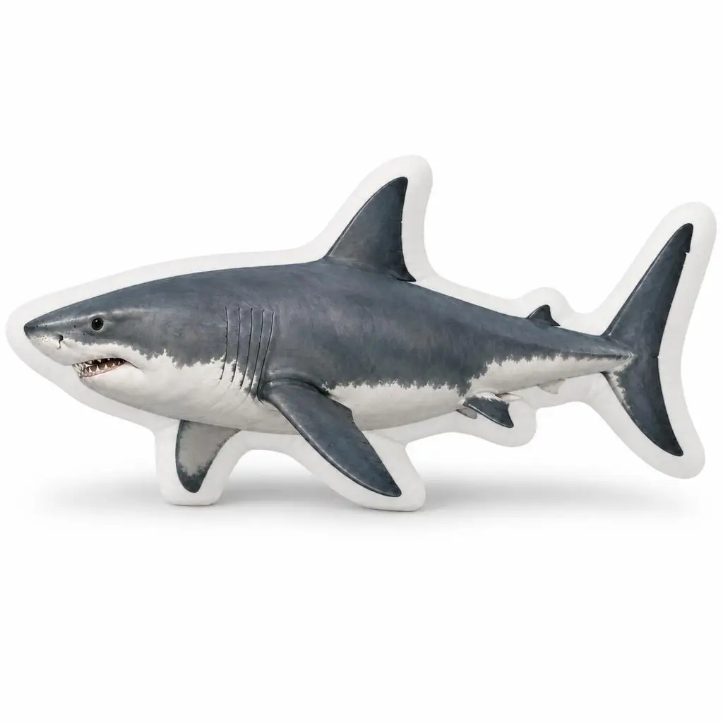 Great White Shark Ocean Predator Marine Life Plush Pillow Cushion Irregular Stuffed Throw Pillow Home Decor Gift Sofa Bed Couch
