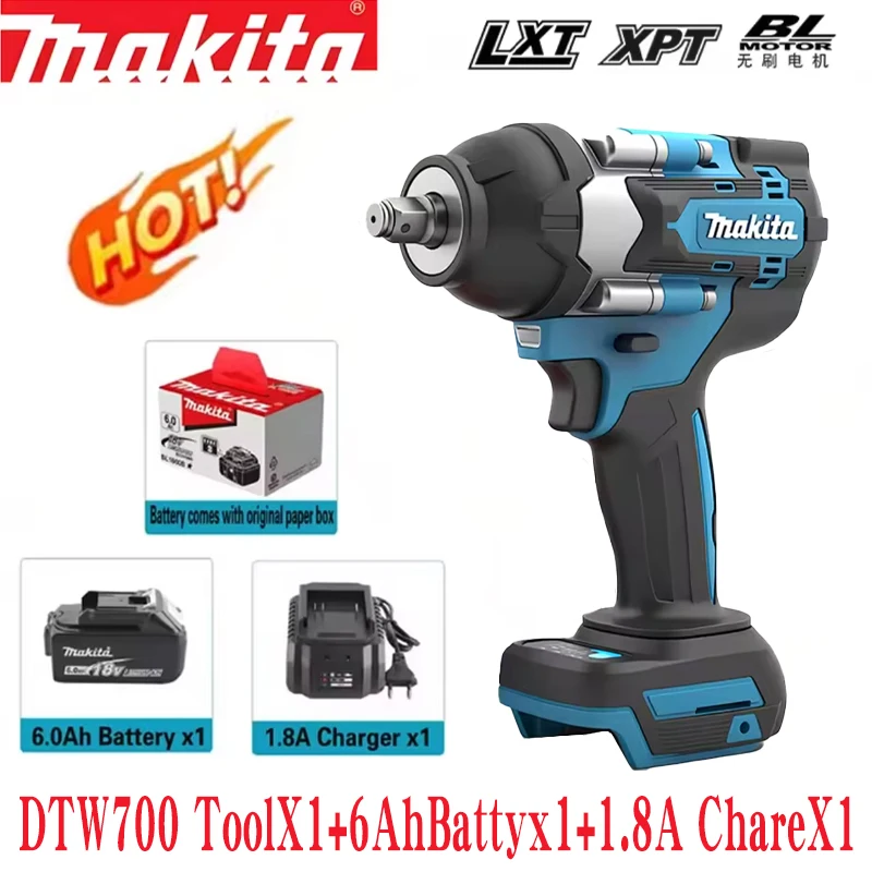

【Can Open Truck Tires】 Makita Tool DTW700 1800N.m High Torque Electric Impact Wrench 1/2 Inch Compatible With Makita Battery