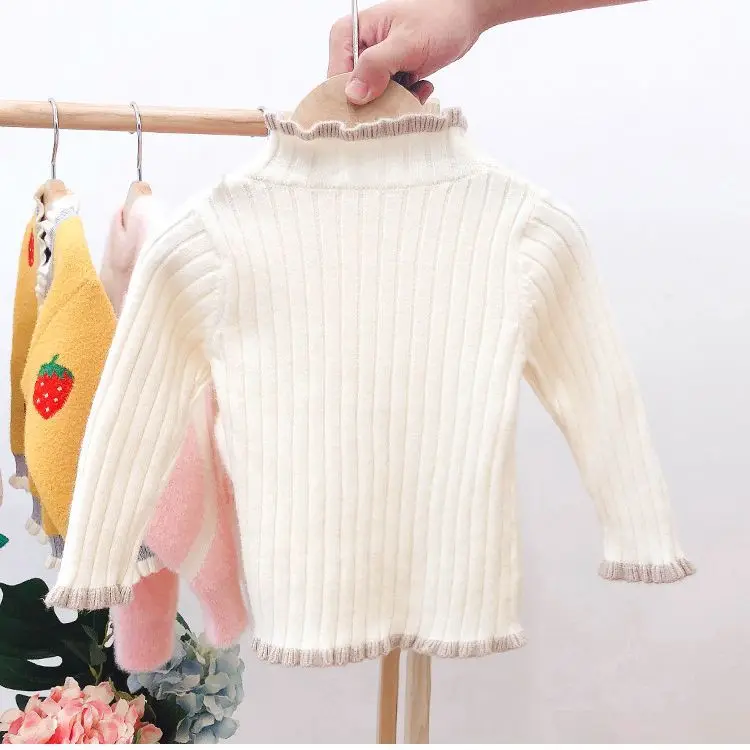 Autumn and winter semi-turtleneck winter long-sleeved round neck Korean version solid color children's clothing wholesale