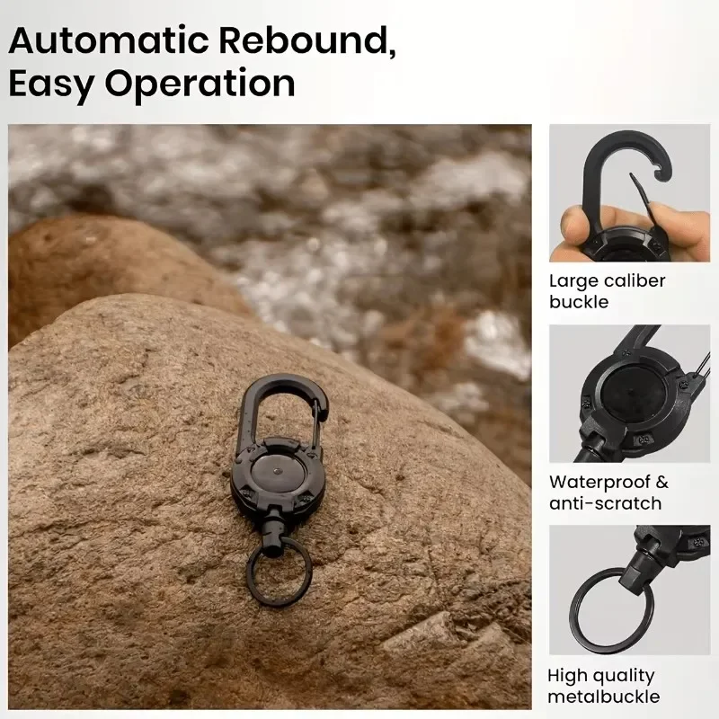 1/2/5Pcs Retractable Buckle Heavy Duty Pull Reel Carabiner Key Chains Strong Steel Wire Rope Buckle Backpack Key Hanging Buckle