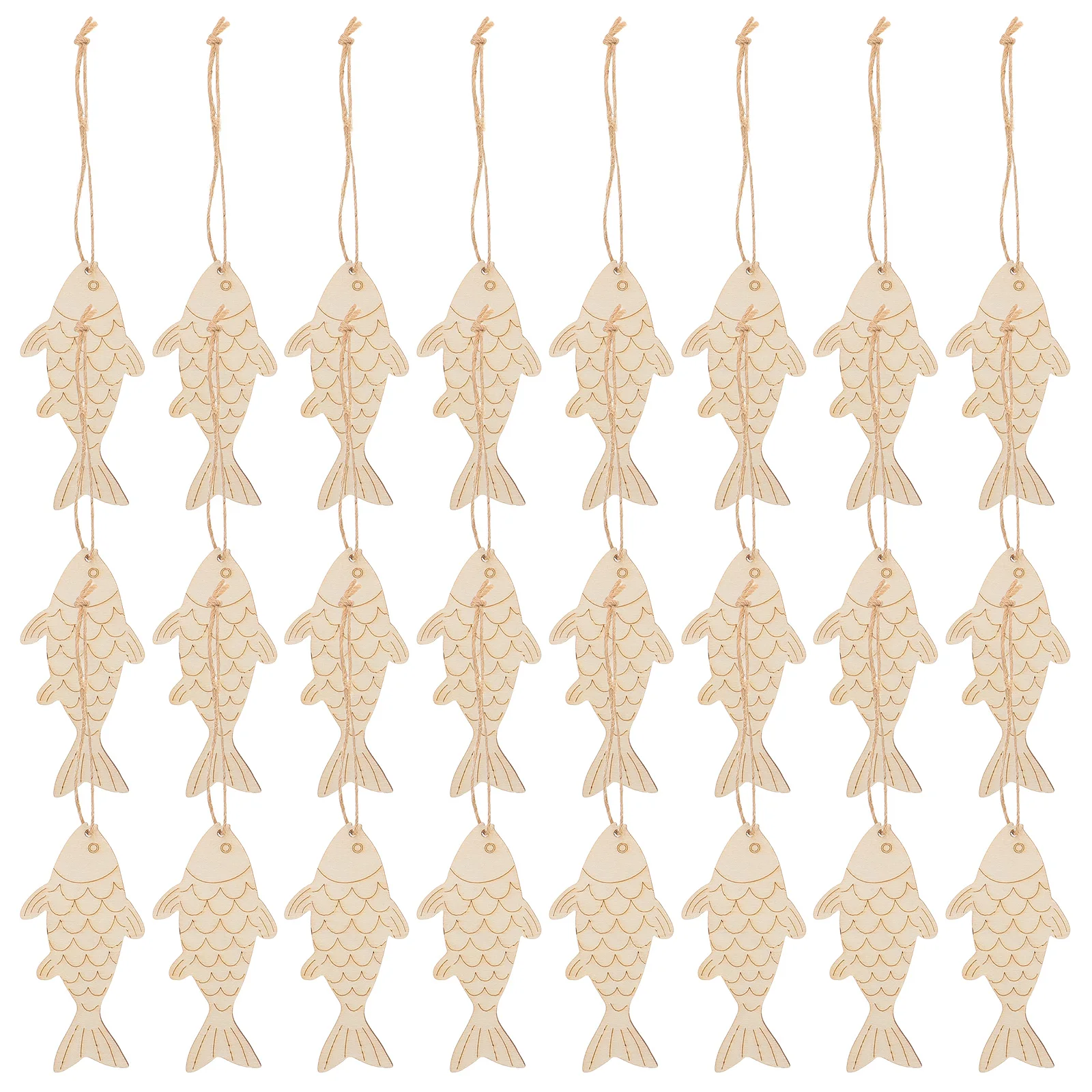 

60pcs Wooden Cutouts Unfinished Blank Fish Embellishments For Diy Crafts Kids Painting Coastal Wall Decor Rustic Nautical