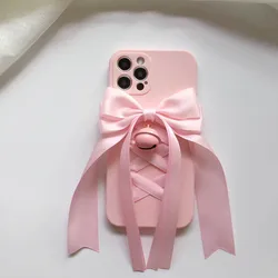 Jirai Kei Style Pink Kawaii 3D Bowknot Phone Cover Soft Case fpr Samsung Galaxy iphone 16 15 Pro Max Custom Phone Case