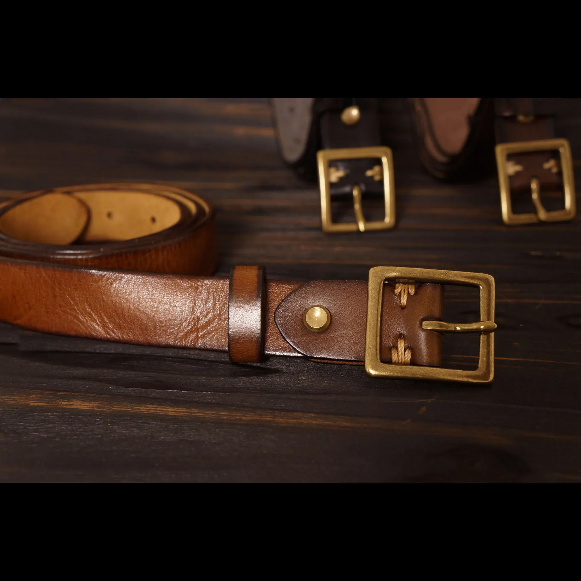 حزام جلد طبيعي أنيق ومتعدد الاستخدامات مقاس 3 سم من جلد البقر الرقيق مع إبزيم نحاسي للجينز #4